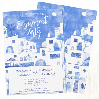 Santorini Engagement Party Invitation