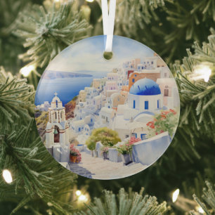 Santorini  glass tree decoration