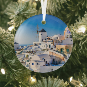 Santorini  glass tree decoration