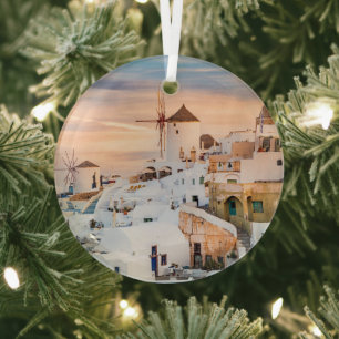 Santorini  glass tree decoration