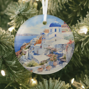 Santorini  glass tree decoration