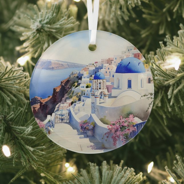Santorini  glass tree decoration (Insitu)