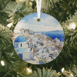 Santorini  glass tree decoration