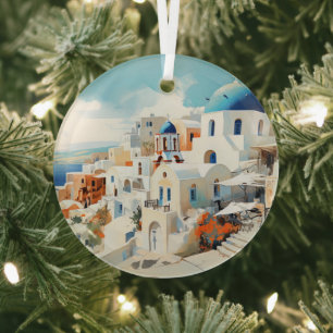 Santorini  glass tree decoration