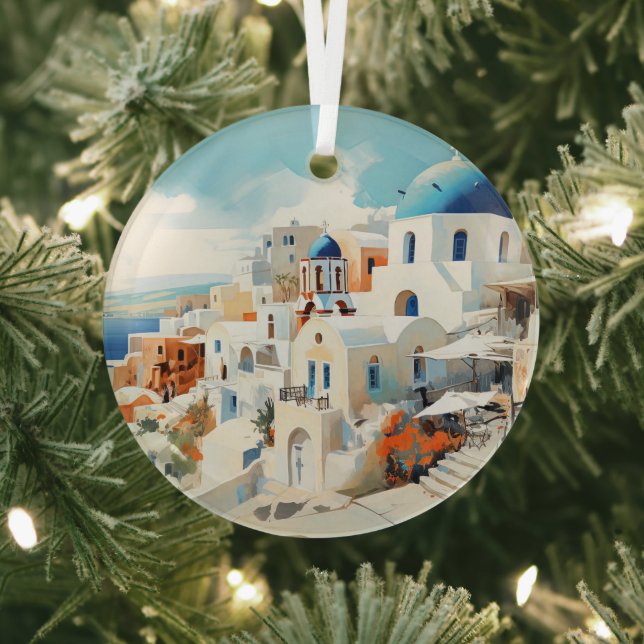 Santorini  glass tree decoration (Insitu)