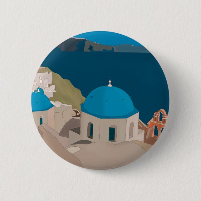 Santorini Greece 6 Cm Round Badge (Front)