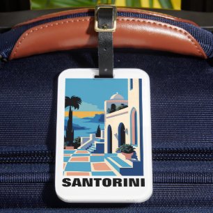 Santorini Greece Architecture Painting Luggage Tag