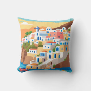  Santorini, Greece Art Print Throw Pillow