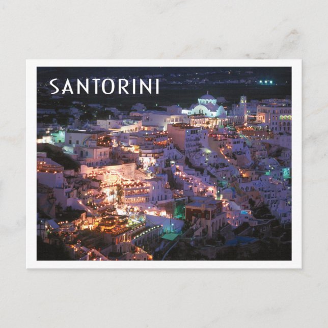 Santorini Greece at Night Photo Postcard (Front)