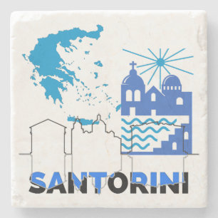Santorini Greece.b Stone Coaster
