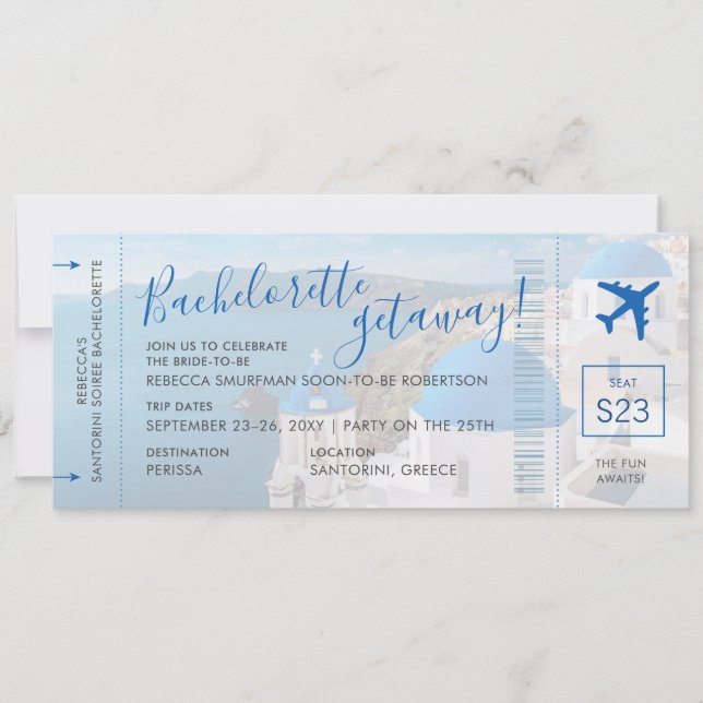 Santorini Greece Bachelorette Party Weekend  Invitation (Front)