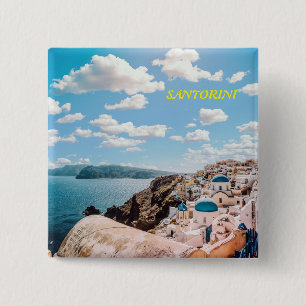 Santorini, Greece Beach House 15 Cm Square Badge