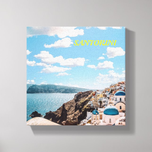 Santorini, Greece Beach House Canvas Print (Front)