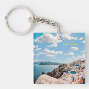 Santorini, Greece Beach House Key Ring