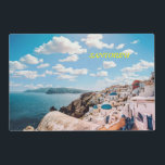 Santorini, Greece Beach House Laminated Place Mat<br><div class="desc">Santorini,  Greece Beach House,  White Concrete House Near Body of Water Under White and Blue Cloudy Sky</div>