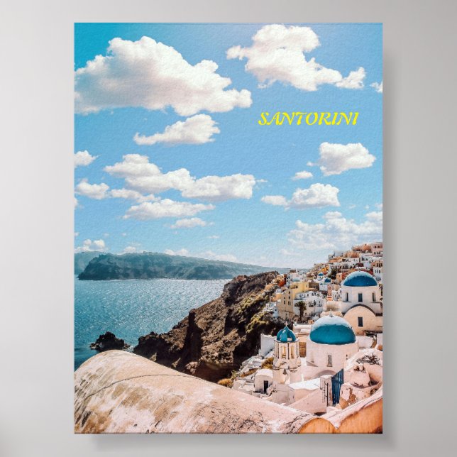 Santorini, Greece Beach House Poster (Front)