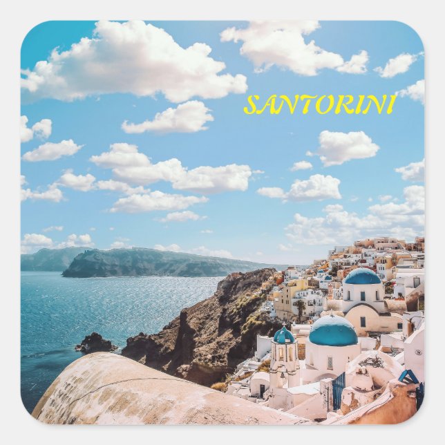 Santorini, Greece Beach House Square Sticker (Front)