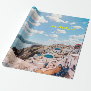 Santorini, Greece Beach House Wrapping Paper