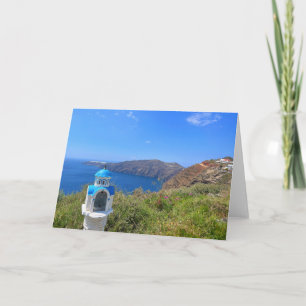 Santorini Greece Blue Domed Church Card