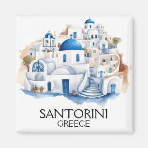 Santorini Greece Blue Roof Buildings Architecture Magnet