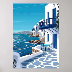Santorini Greece Blue Sea Coastal Wall Art