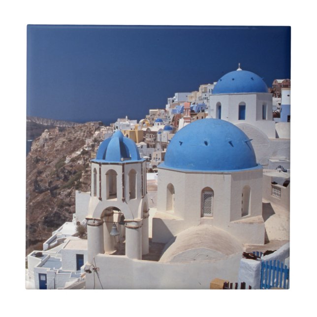 Santorini Greece Ceramic Tile (Front)