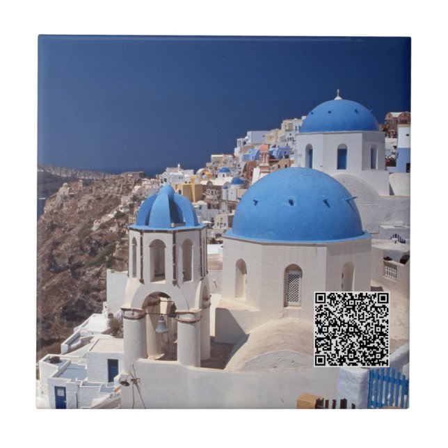 Santorini Greece Ceramic Tile (Front)