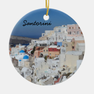 Santorini, Greece Ceramic Tree Decoration