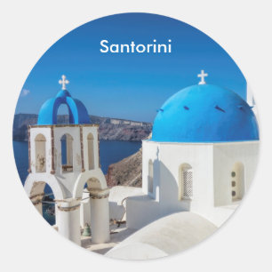 Santorini Greece Classic Round Sticker