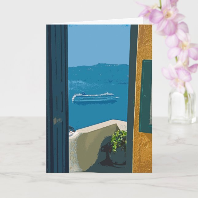 Santorini, Greece cruise ship Card (Orchid)