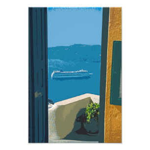 Santorini, Greece cruise ship Photo Print