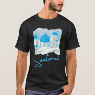 Santorini Greece Digital Painting Souvenir T-Shirt