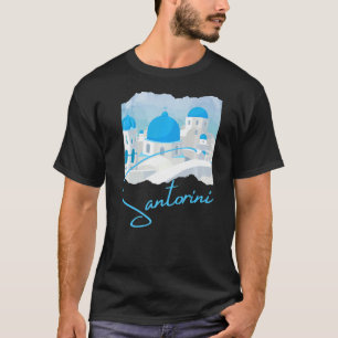 Santorini Greece Digital Painting Souvenir T-Shirt