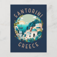 Santorini Greece Distressed Circle