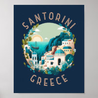 Santorini Greece Distressed Circle
