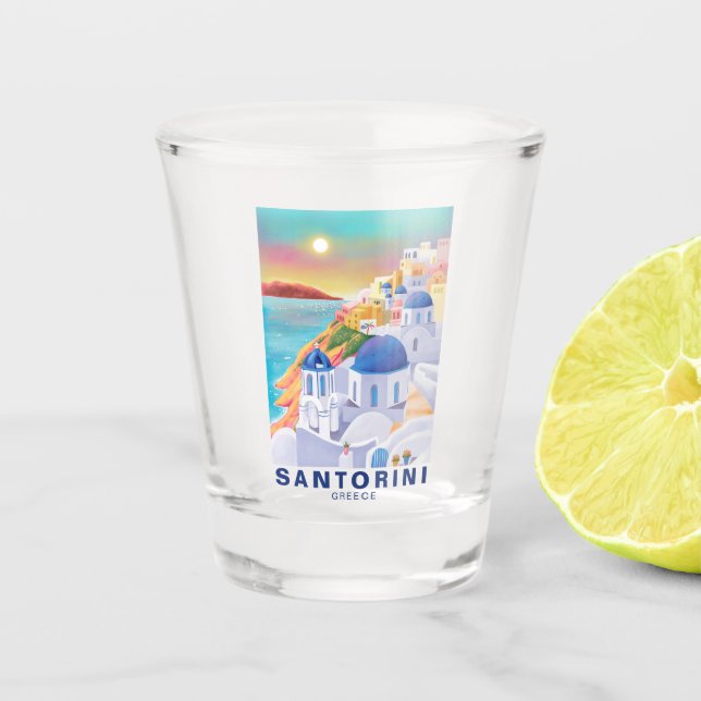 Santorini Greece Europe Art Destination Travel Shot Glass (Front)
