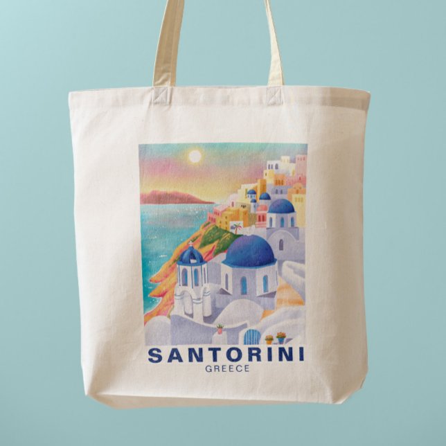 Santorini Greece Europe Art Destination Travel Tote Bag (Creator Uploaded)