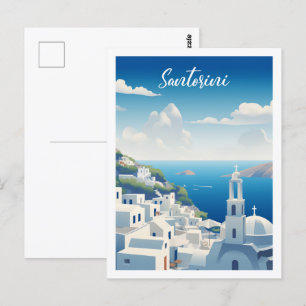 Santorini Greece Famous Vintage Travel Place Postcard