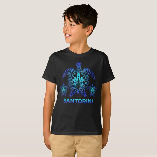 Santorini Greece FL Ocean Blue Sea Turtle Souvenir T-Shirt (Front Full)