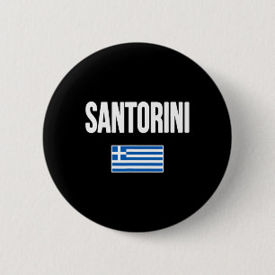 Santorini Greece Greek Flag Souvenir Vacation 6 Cm Round Badge