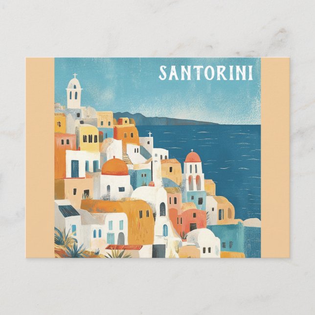 Santorini Greece Greek Watercolor Travel Postcard (Front)