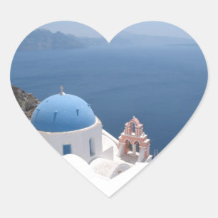 Santorini Greece Heart Sticker