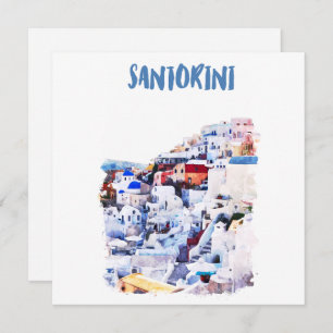 Santorini Greece Illustration Watercolor