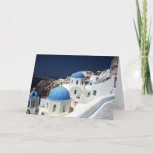 Santorini Greece Island Blue Sea Sky Blank Card