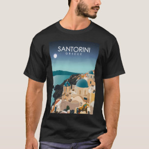 Santorini Greece Island Minimal Retro Aegean Sea T T-Shirt