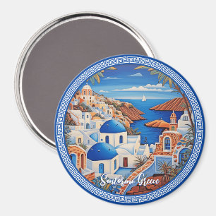Santorini Greece Island Sea Painting   Travel Art  Magnet