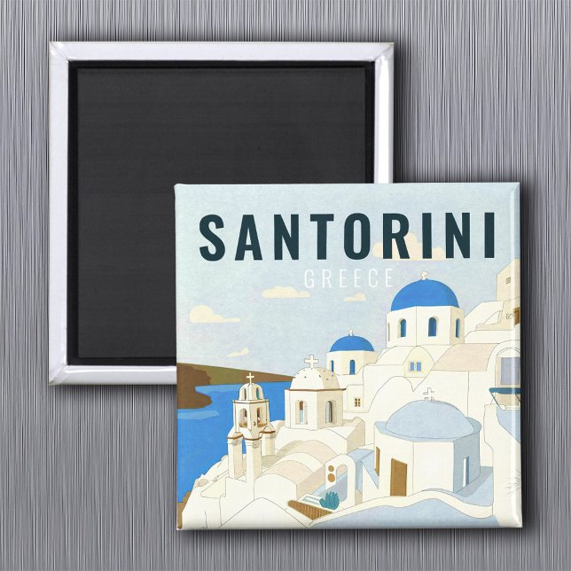 Santorini Greece Island Vintage Travel Souvenir Magnet (Creator Uploaded)