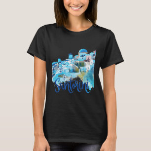 Santorini Greece Island Watercolor Souvenir Scenic T-Shirt