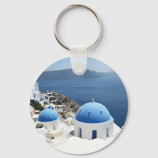 Santorini Greece Key Ring (Front)