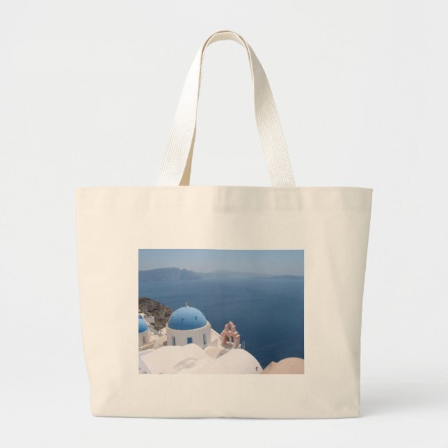 Santorini Greece Large Tote Bag (Front)